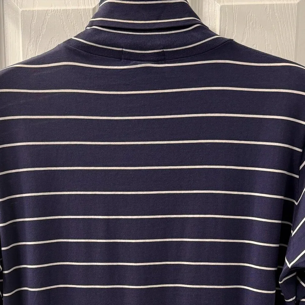 Vintage Polo Ralph Lauren Scribble PRLC Navy White Striped Turtleneck Size XL